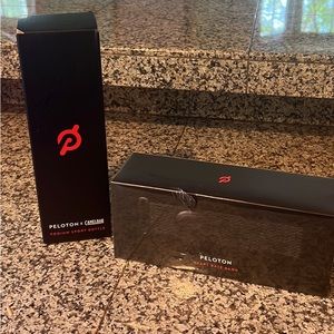 Peloton heart rate monitor and camelbak water bottle